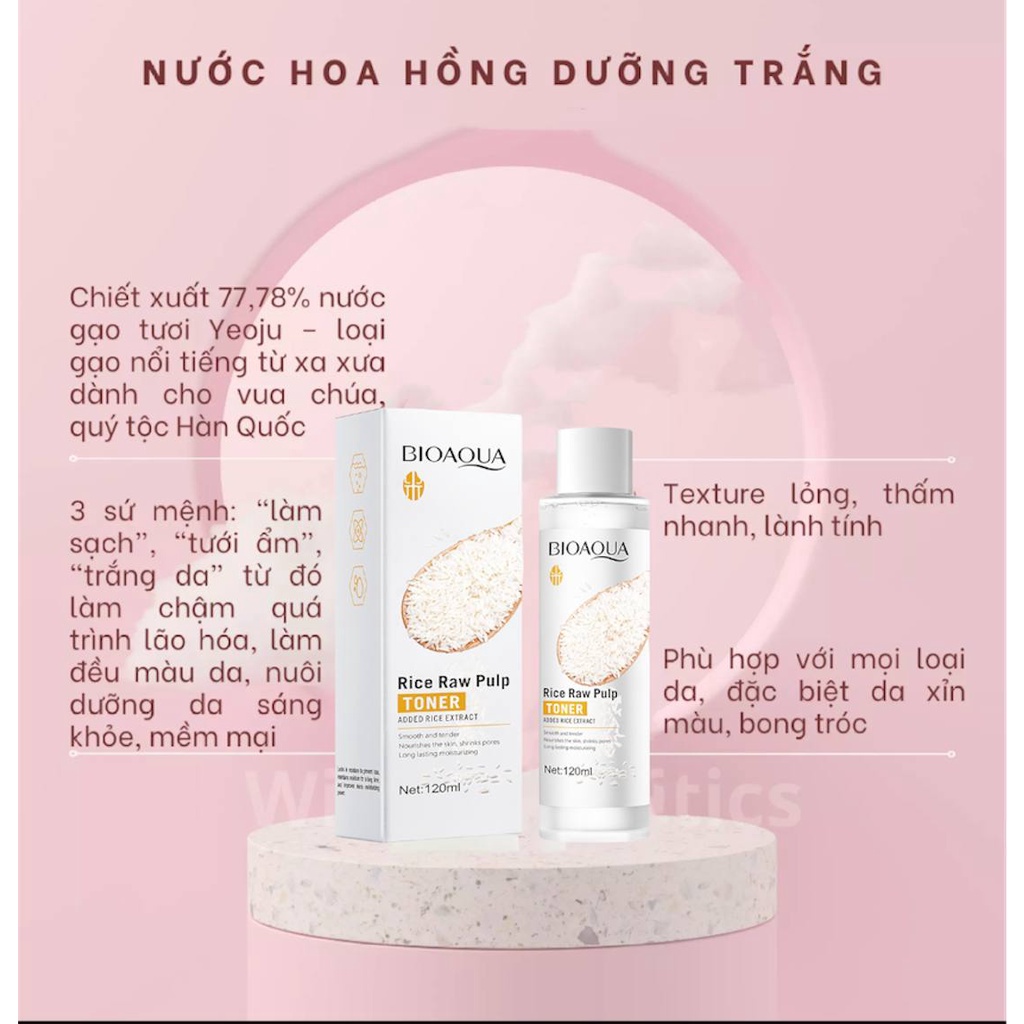 Nước hoa hồng, Toner chiết xuất Gạo giúp da sáng mờ thâm ngăn ngừa lão hóa làm săn chắc da ZUZU