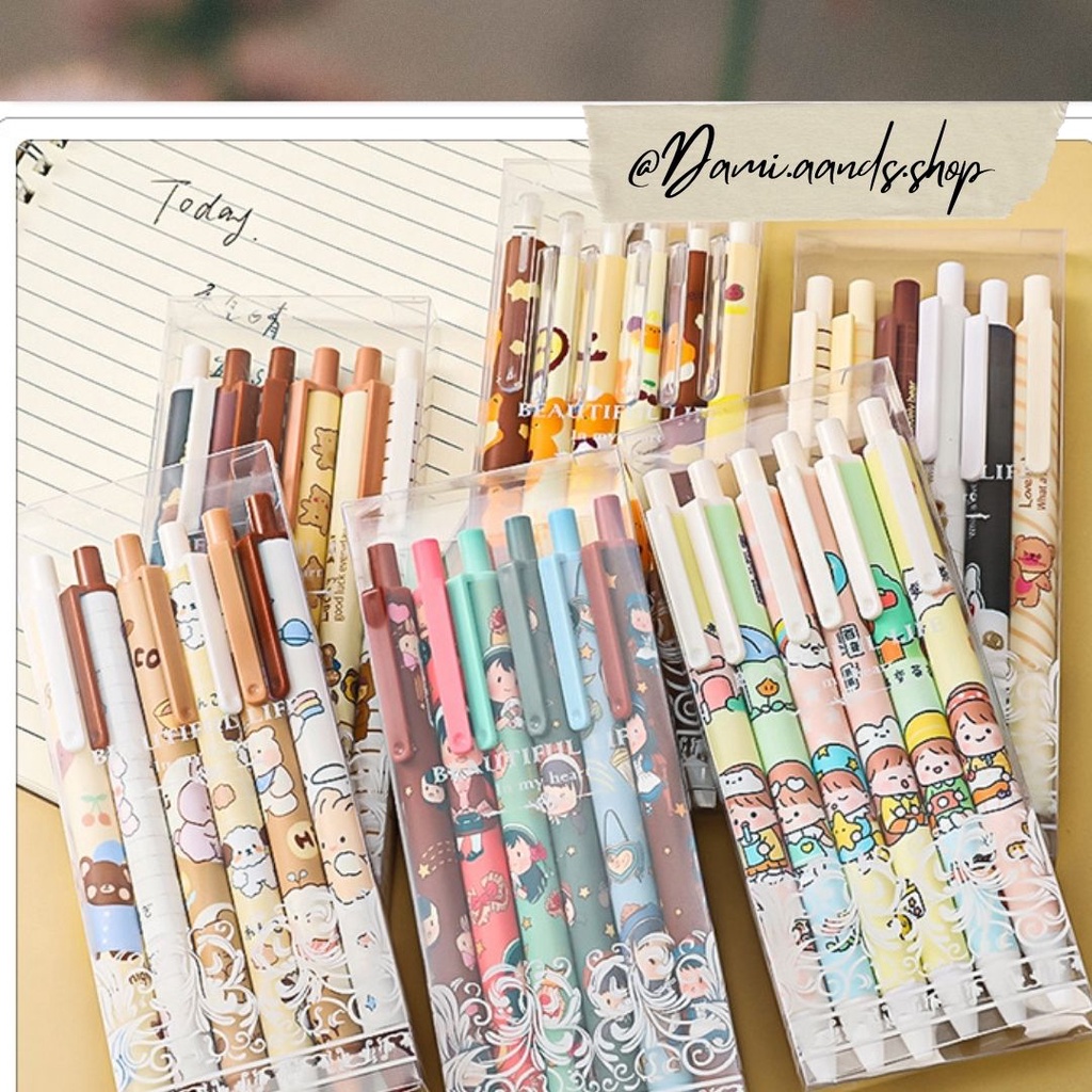 Bút gel đen họa tiết vô cùng dễ thương mực đều bút nhẹ dễ cầm nắm thích hợp cho học sinh văn phòng