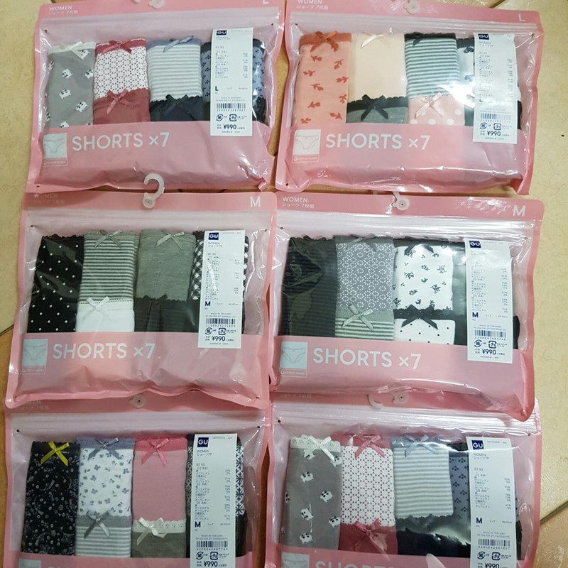 Bộ 7 quần lót nữ GU Cotton (không trọn màu)