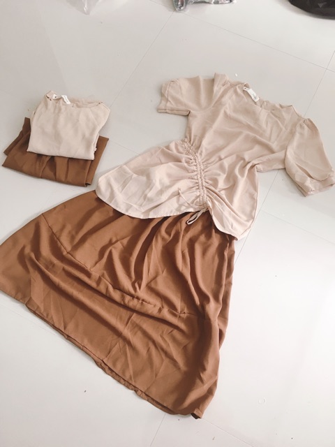 Set áo rút dây váy xoè hottrend( kèm hình thật ) | BigBuy360 - bigbuy360.vn