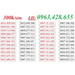 Sim Mobiphone đầu 09 08 giá 300k