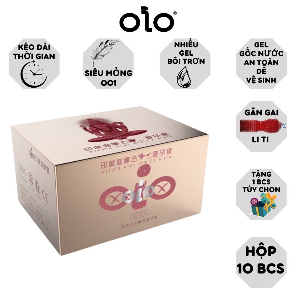 Bao cao su gai OiO hồng, gân gai li ti, siêu mỏng kéo dài thời gian, nhiều gel bôi trơn hộp 10 bcs-oio store