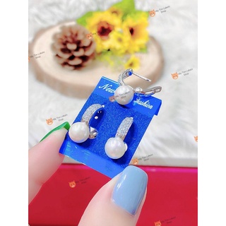 Bông tai nữ trân châu đẹp mạ đính đá lấp lánh cao cấp đeo không ngứa - lokalo shop