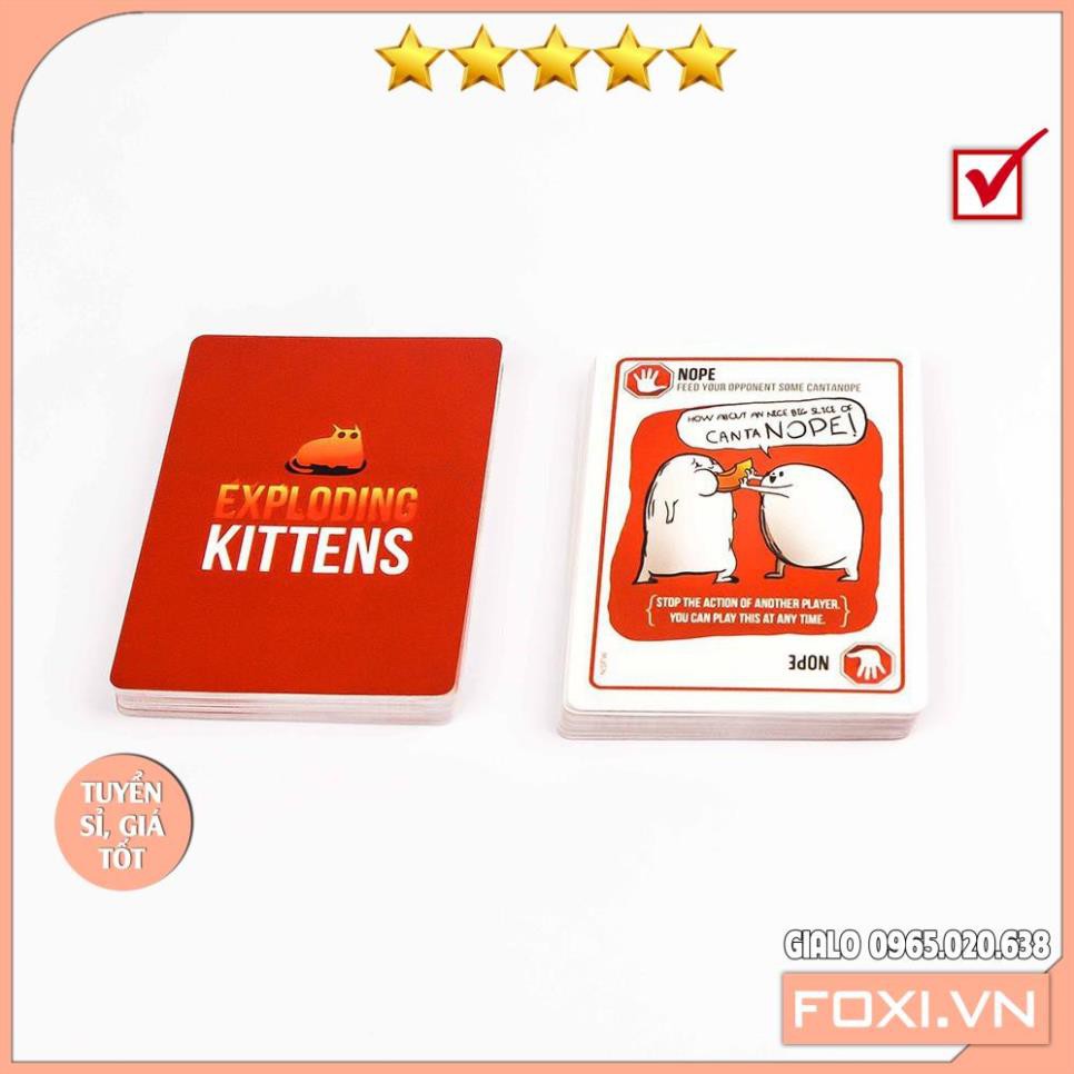 Combo Exploding Kitten-02 Bộ Mèo Nổ Màu Đỏ Và Đem Cơ Bản-Việt Hóa-Boardgame Cao cấp-Game Trí Tuệ