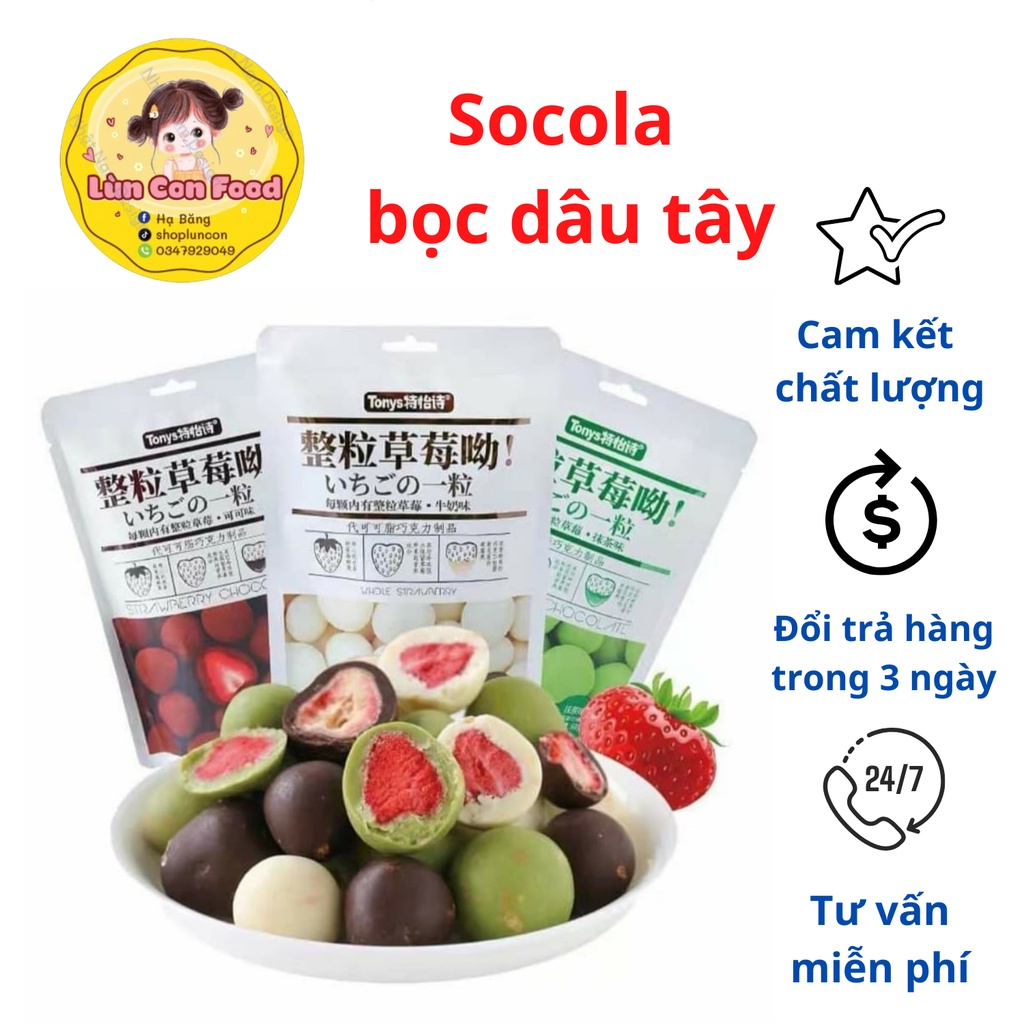 (DATE MỚI)Kẹo Socola ❤freeship❤ Socola bọc dâu tây sấy - Lùn Con Food