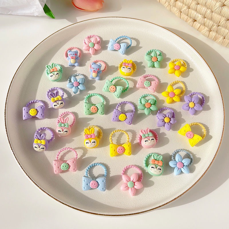 Chun buộc tóc đính hoạ tiết hoạt hình nhiều màu & hoa văn cho bé gái