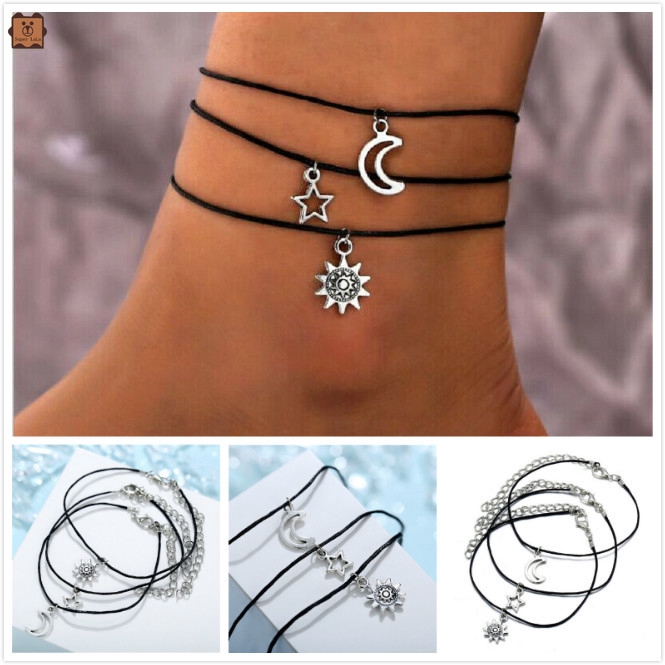 Lắc Chân Nhiều Lớp Hình Mặt Trăng Và Ngôi Sao Phong Cách Du Mục