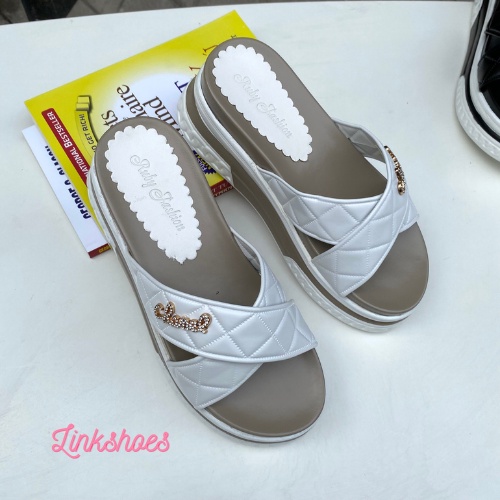 Dép nữ đế xuồng, dép bánh mì cao cấp quai chéo Màu đen trắng GV09