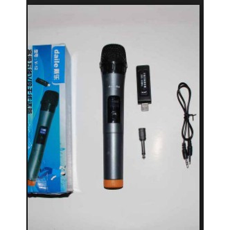 Micro Karaoke không dây cho loa kéo Daile V12 màn hình LCD (đen) - Hỗ trợ jack cắm 3.5mm và 6.5