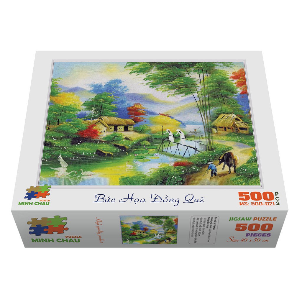 Bộ Tranh Xếp Hình Minh Châu 500 Mảnh Kích Thước 40x50cm – Bức Họa Đồng Quê