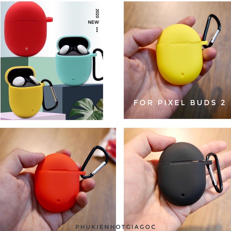 (SẴN VN)(Có móc đeo) Silicon bảo vệ hộp sạc tai nghe Google Pixel Buds 2  - Bao silicon - Case bọc hộp sạc