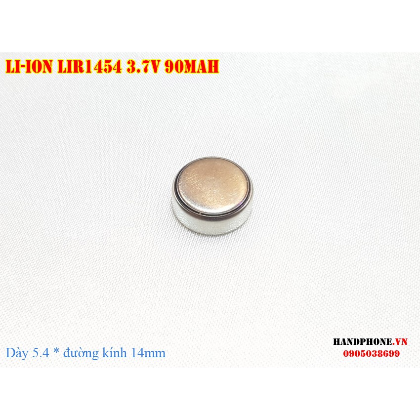 Pin Cúc Nút Li-ion LIR1454 3.7V 90mAh cho Tai Nghe Bluetooth, Máy Trợ Thính, Máy Trợ Giảng có thể sạc lại
