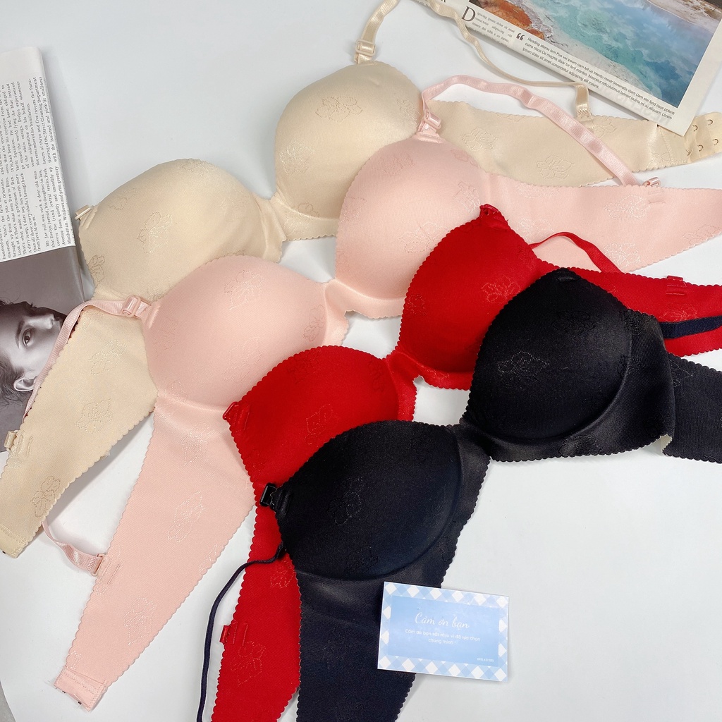 Áo Ngực Nữ Tạo Khe - Áo Lót Không Gọng Mút Bàn Tay 3 Nấc Cài nội y xanh chất đẹp giá tốt