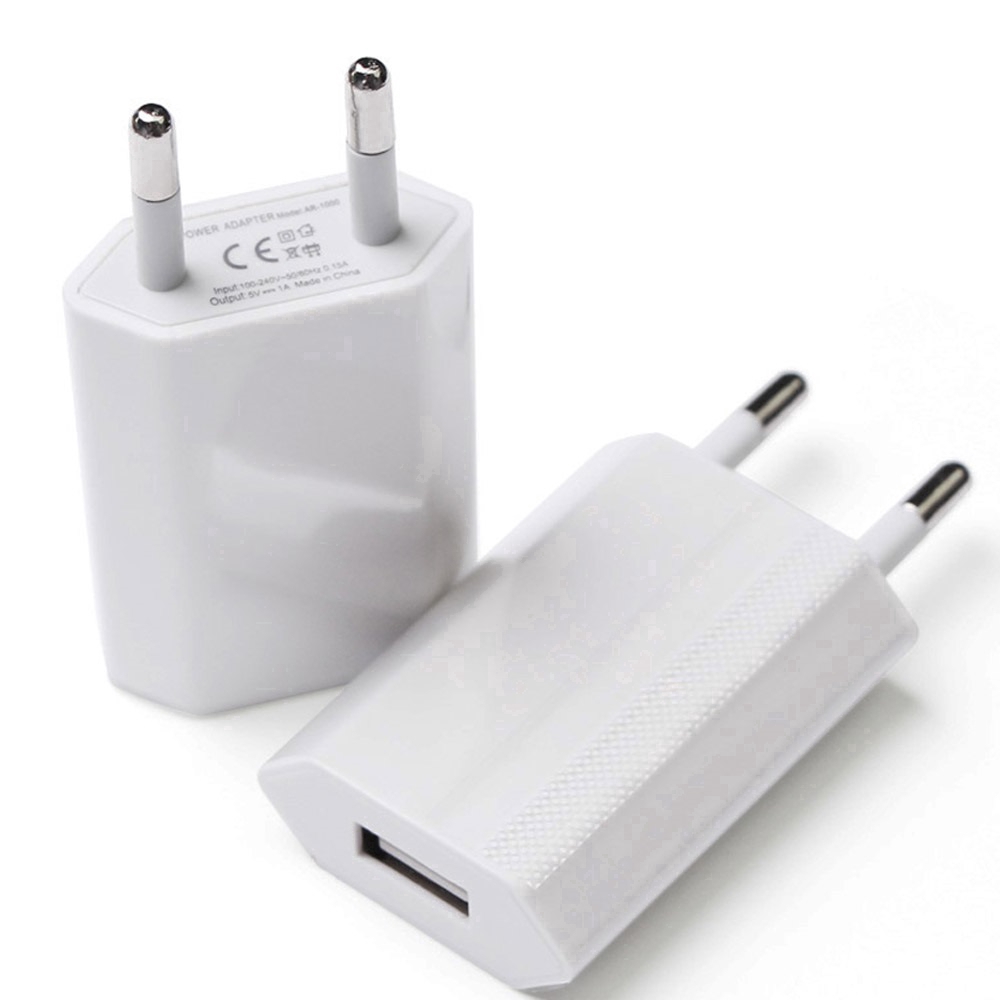 Phích cắm sạc điện USB 5V 1A chuẩn EU/Hoa Kỳ dùng khi đi du lịch