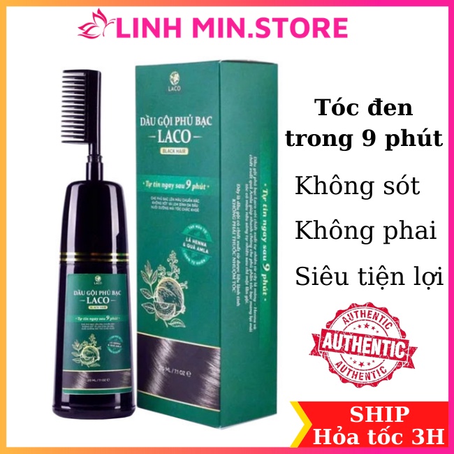 Dầu Gội Phủ Bạc Thảo Dược Laco Black Hair 200ml - Gội Là Đen Nhuộm Tóc Tự Tin Sau 9 Phút