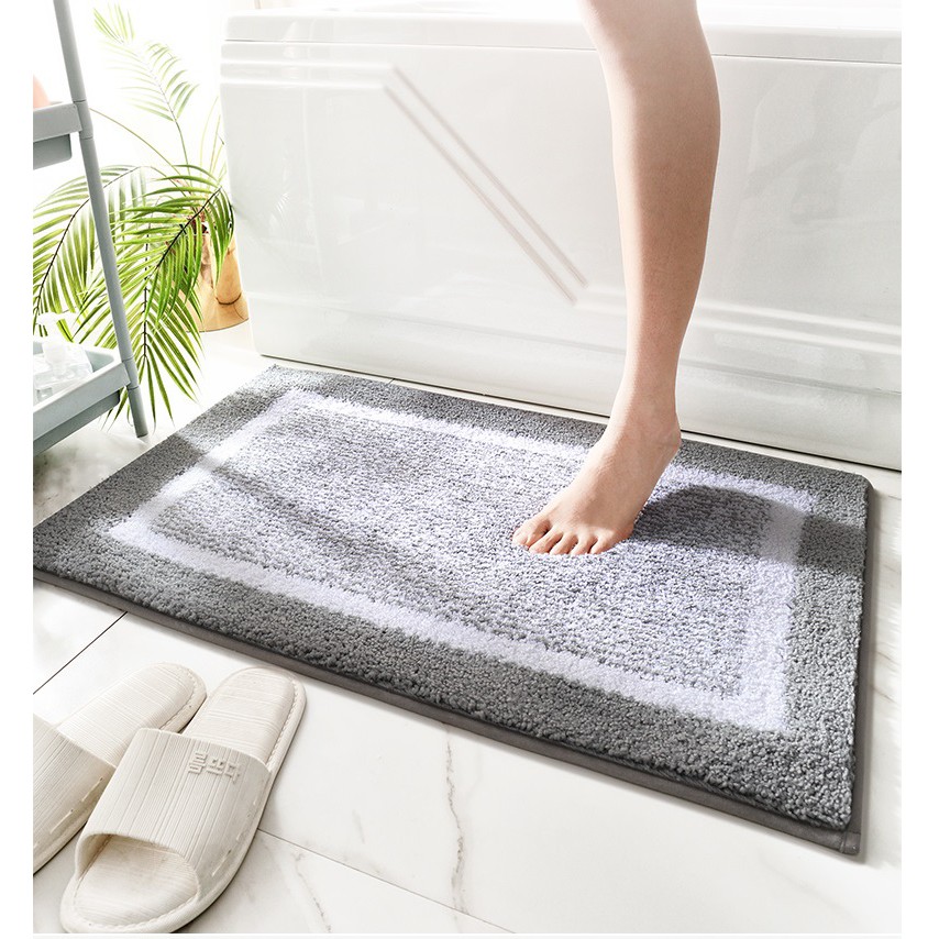 [Size lớn] Thảm chùi chân để cửa ra vào hoặc thấm hút nước cạnh bồn tắm chữ nhật viền cao cấp KT 50x75 và 40x60 cm