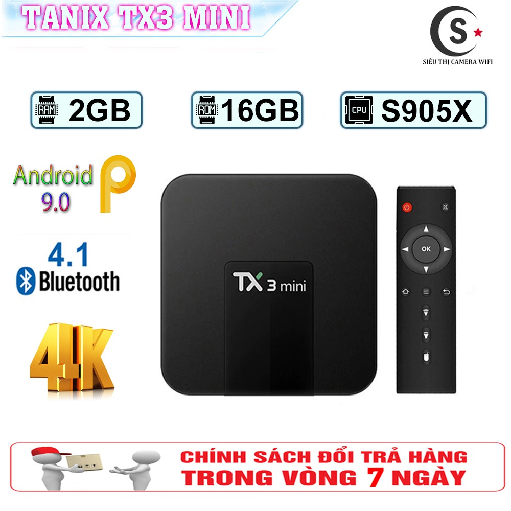 Android Tivi Box Tanix Tx3 Mini - Android 9.0 - Ram 2Gb, Rom 16GB, Bluetooth 4.0