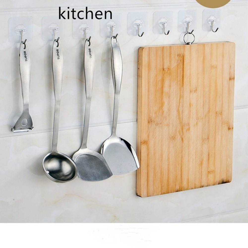 Móc Treo Đồ Dán Tường Trong Suốt Chống Nước Có Thể Tái Sử Dụng Dành Cho Nhà Bếp/Phòng Tắm