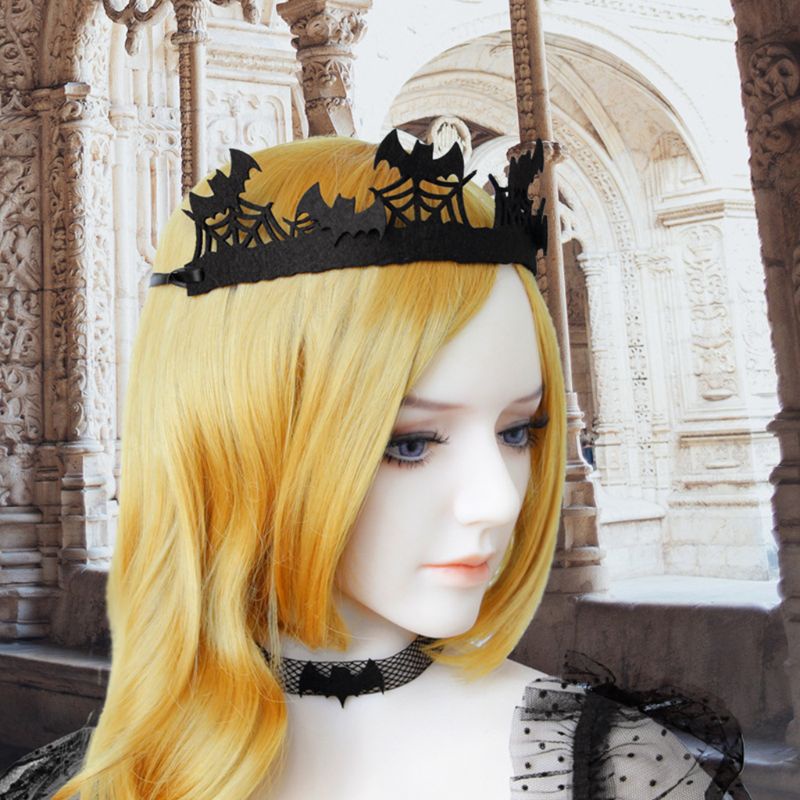 Băng Đô Cài Tóc Hình Mạng Nhện Đen Co Giãn Dành Cho Nữ