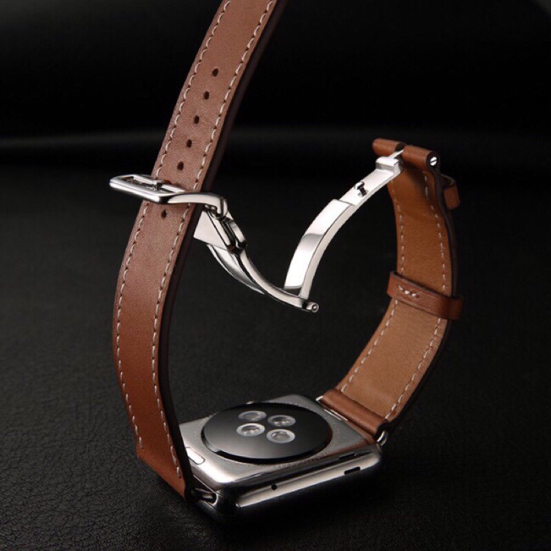 Hermès Dây đeo bằng da cho đồng hồ thông minh apple watch 5 4 3 2 1