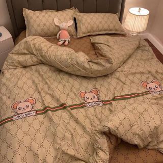 Bộ ga gối chăn cotton poly - Gucci chuột