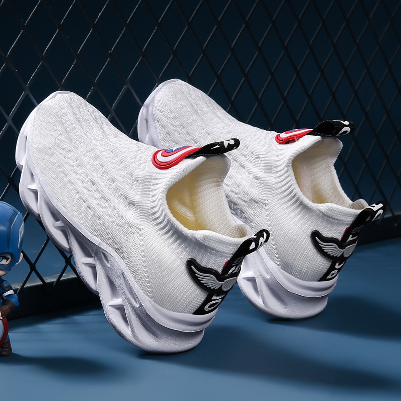 Ready Stock Giày Thể Thao Màu Trắng Sữa Size 26-39 Cho Bé Trai 5-14 Tuổi Size 26-39