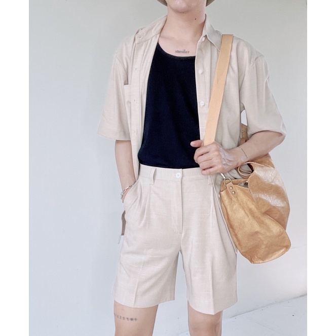 Set đồ nam Áo Sơ Mi Và Quần Ngắn Mùa Hè Mát Mẻ Phong Cách Hàn Quốc Cho Nam
