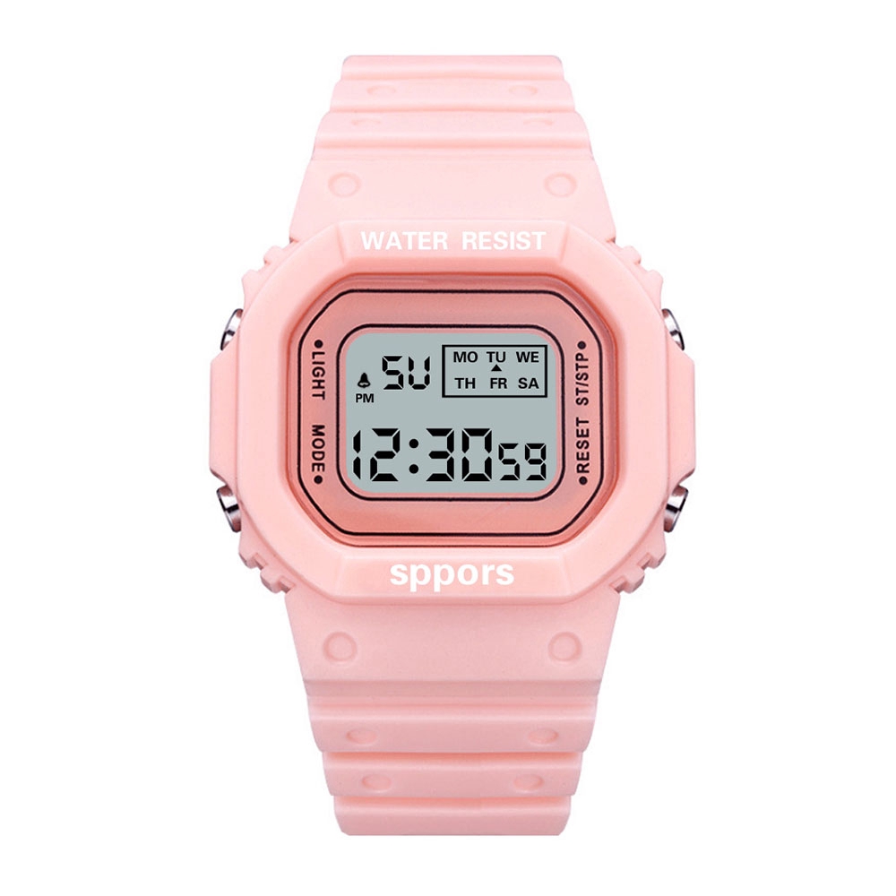 Đồng Hồ Điện Tử Thể Thao Mặt Vuông Màu Xanh Matcha Thời Trang Cho Học Sinh