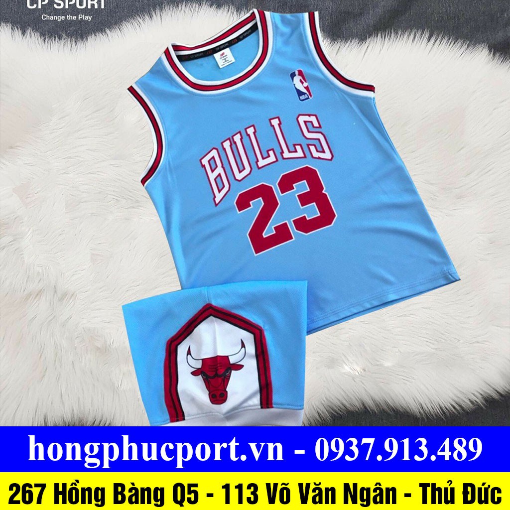 Quần áo bóng rổ trẻ em - Bộ bóng rổ cho bé CP thun mè thái cao cấp Chicago Bulls