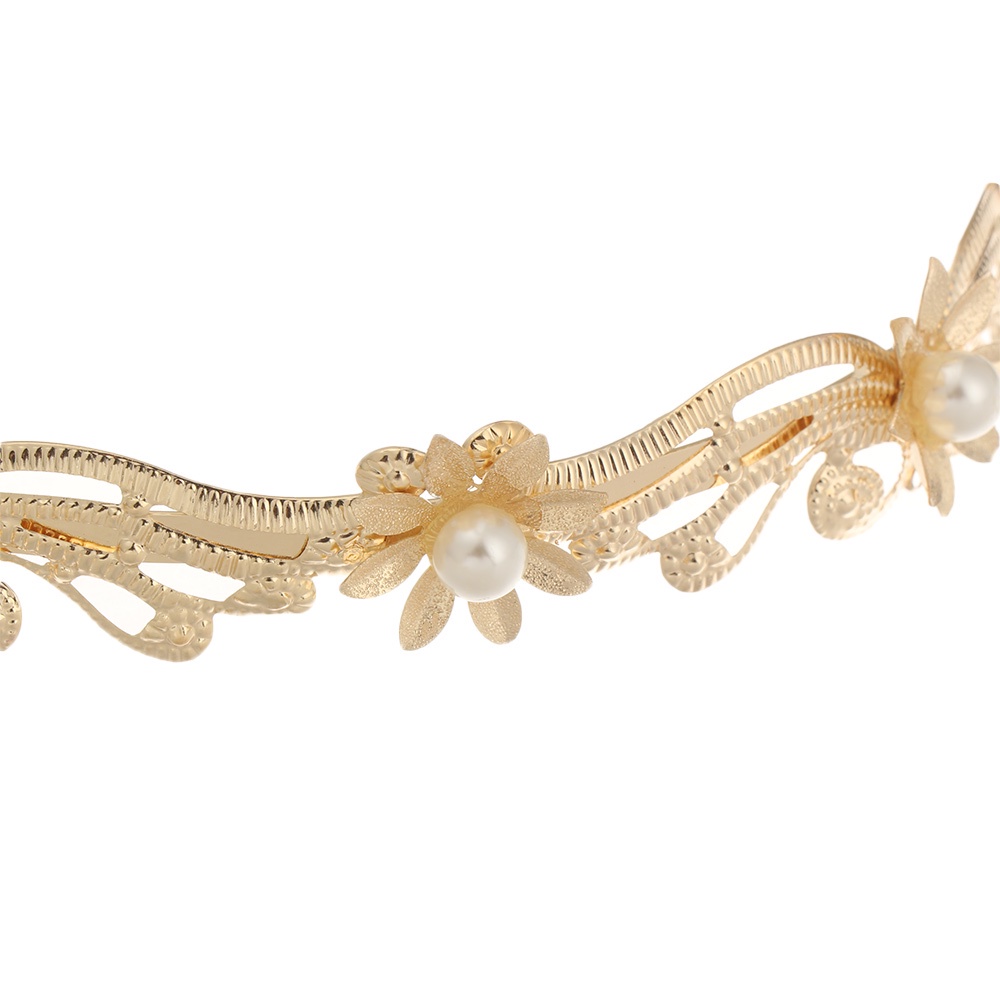 Cài tóc bằng kim loại hình hoa lá đính ngọc trai giả thời trang cho nữ