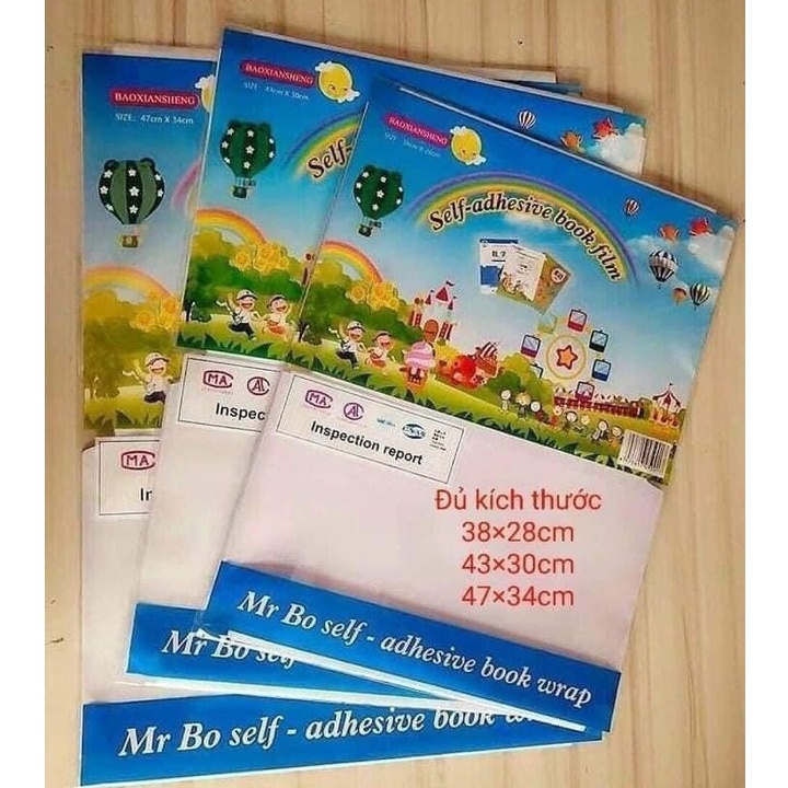 Tập 10 bọc sách vở decal tặng kèm 10 nhãn vở I Decan dán sách vở các cỡ 28x38 / 43x30 / 47x34cm
