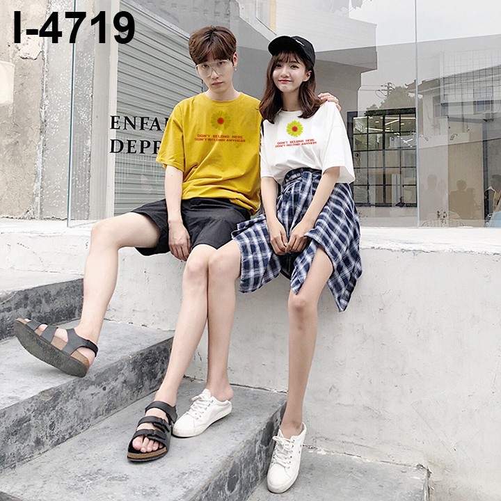 M4719 Xưởng Chuyên Sỉ Áo Thun Unisex In Hoa DON'T BELONG HERE DON'T BELONG ANYHERE