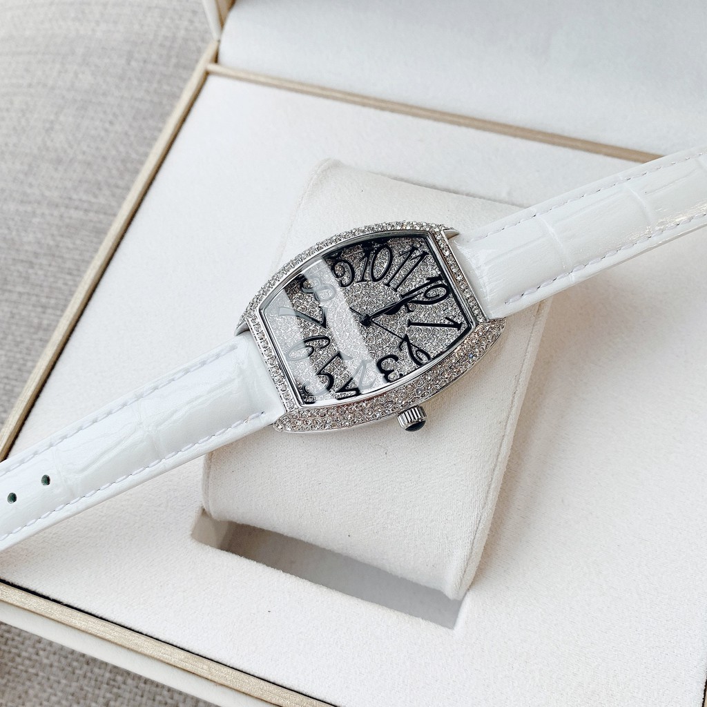 Đồng Hồ Davena Nữ Dây Da Trắng 36mm Silver