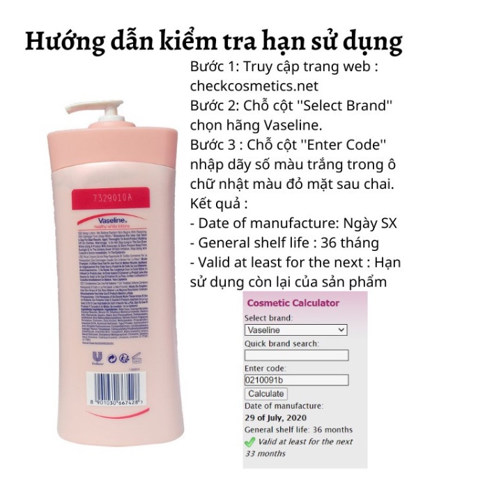 Sữa dưỡng thể body Vaseline Healthy White Mỹ, lotion dưỡng ẩm trắng da tức thì - Shop Viloet