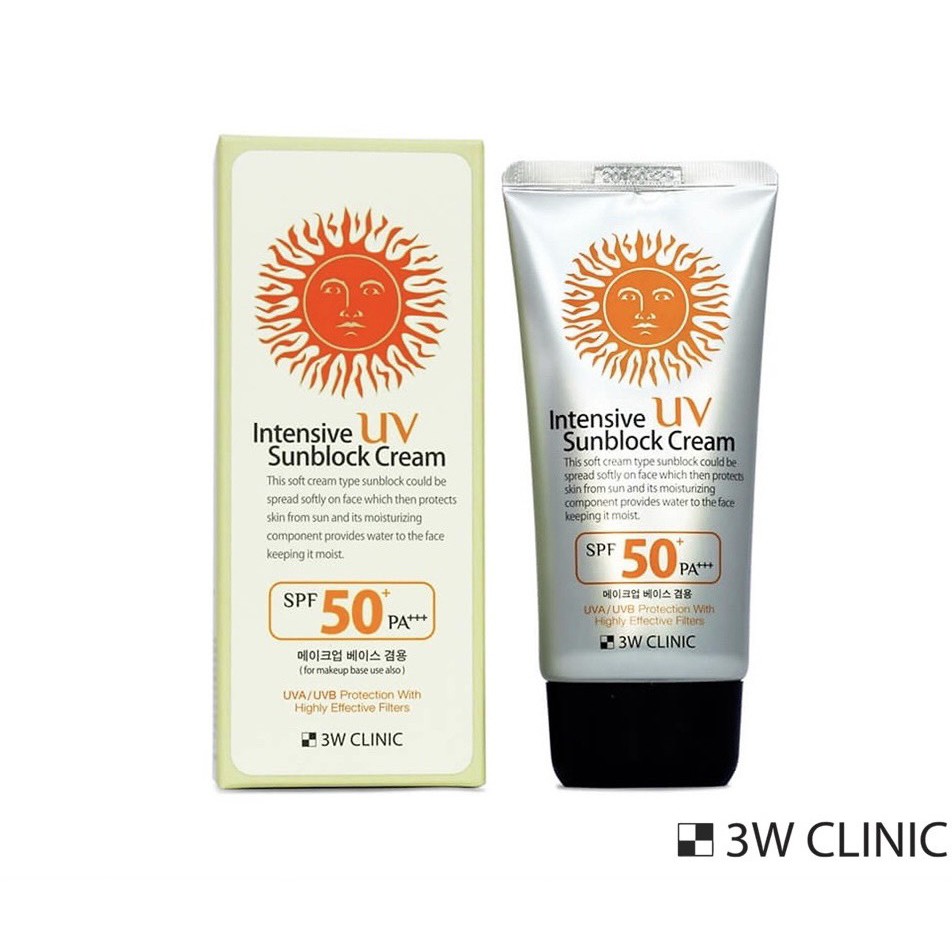 Kem Chống Nắng 3W Clinic Dành Cho Mọi Loại Da SPF50 PA+++ Intensive UV Sunblock Cream (70ml)