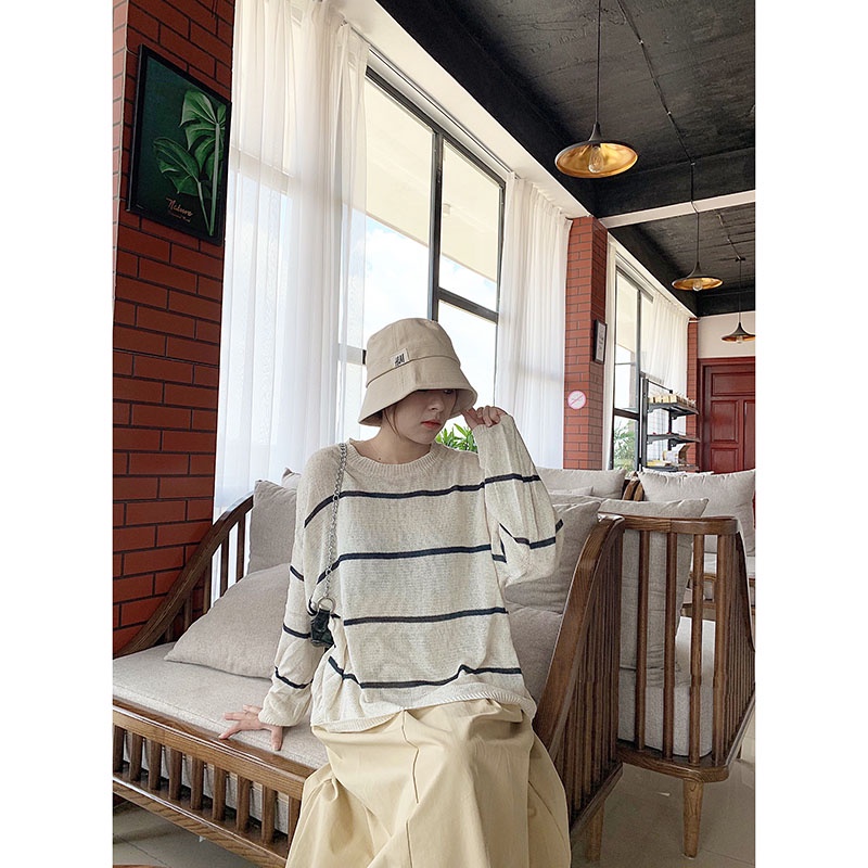 Áo Len Kẻ Ngang Nancy Phong Cách Hàn Quốc M0106 -Violet