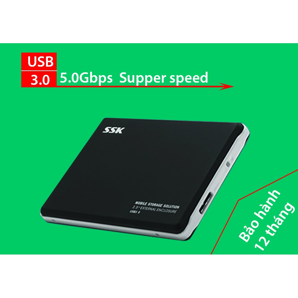 Box đọc ổ cứng SATA, USB 3.0, siêu mỏng, dùng cho ổ cứng Laptop 2.5inches SSK HE-V300