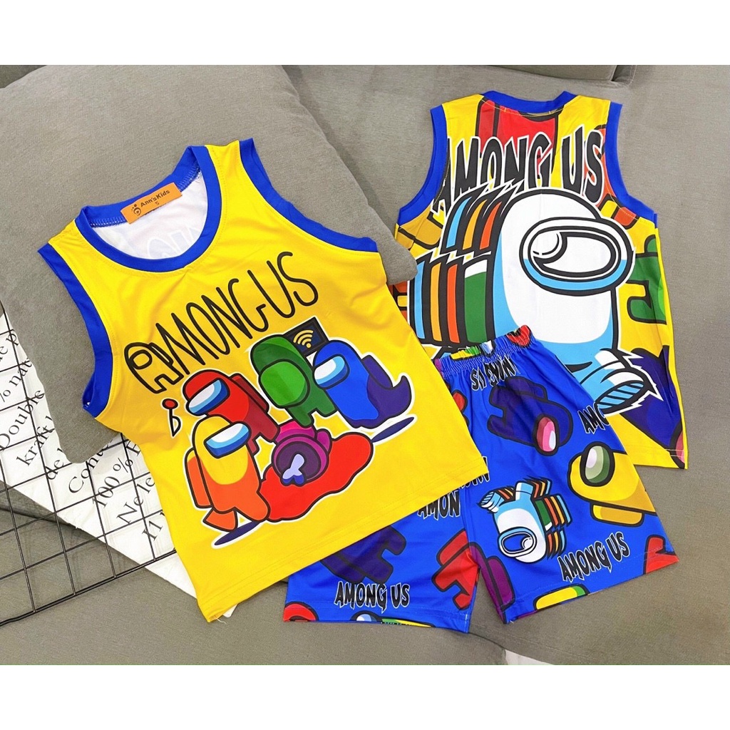 ￼Bộ SIZE ĐẠI họa tiết hoạt hình cộc tay chất thun lạnh in 3D cho bé  trai 16-30 kg- Bm_babyshop68