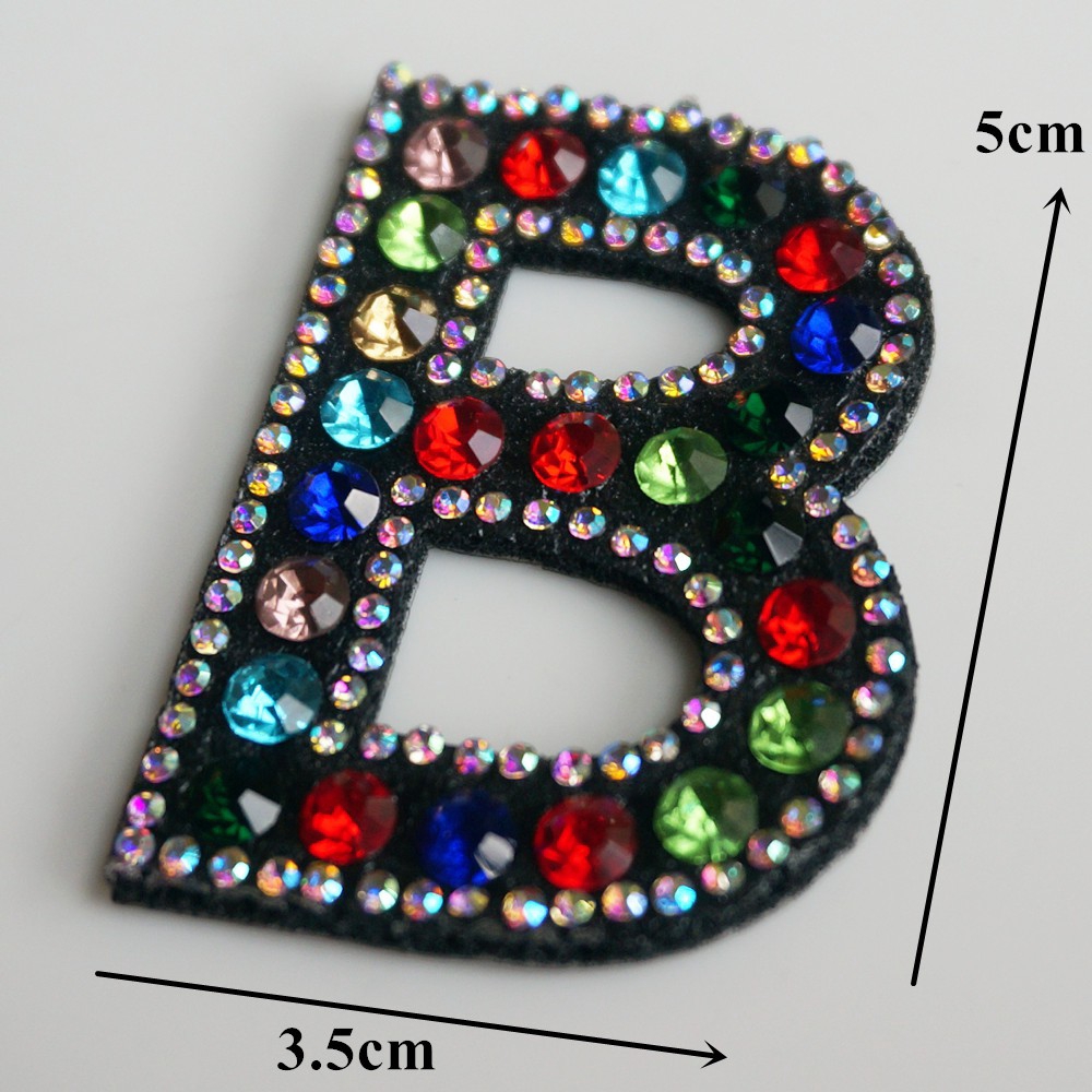 Az Miếng Dán Ủi Quần Áo / Mũ / Túi Xách Hình Chữ Cái Tiếng Anh Đính Đá Nhiều Màu Sắc diy