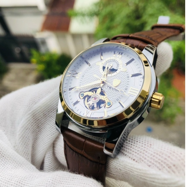 Đồng Hồ Nam Cơ Tự Động Automatic Chính Hãng TEVISE Dây Da Cao Cấp Đẹp Giá Rẻ Chống Nước Chống Xước | BigBuy360 - bigbuy360.vn