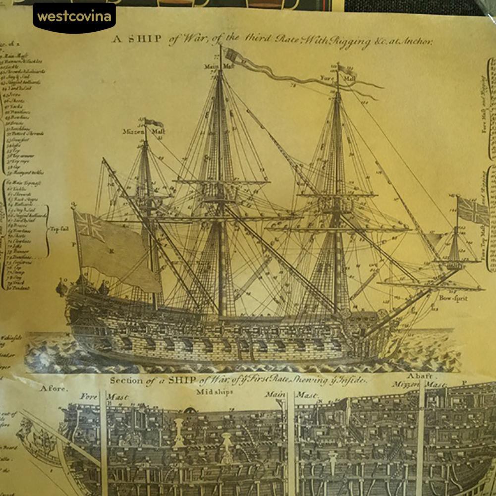 Poster hình tàu chiến cổ xưa trang trí quán cà phê