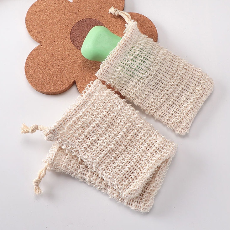 Túi Lưới Đựng Xà Phòng Mát Xa Tẩy Tế Bào Chết Bằng Vải cotton Lanh Mềm Mại Tiện Dụng