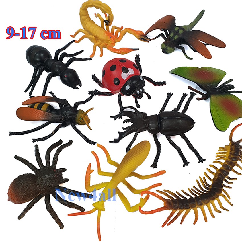 Đồ chơi 10 mô hình Côn Trùng Safari New4all Animal World size lớn 9-17 cm cho bé 3 tuổi học hỏi và phát triển trí não