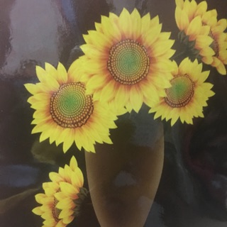 Tranh thêu chữ thập 3D BÌNH HOA HƯỚNG DƯƠNG 48x48cm chưa thêu