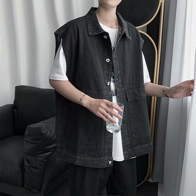 Áo khoác gile túi hộp denim unisex nam nữ không tay dáng rộng phong cách trẻ trung năng động | BigBuy360 - bigbuy360.vn