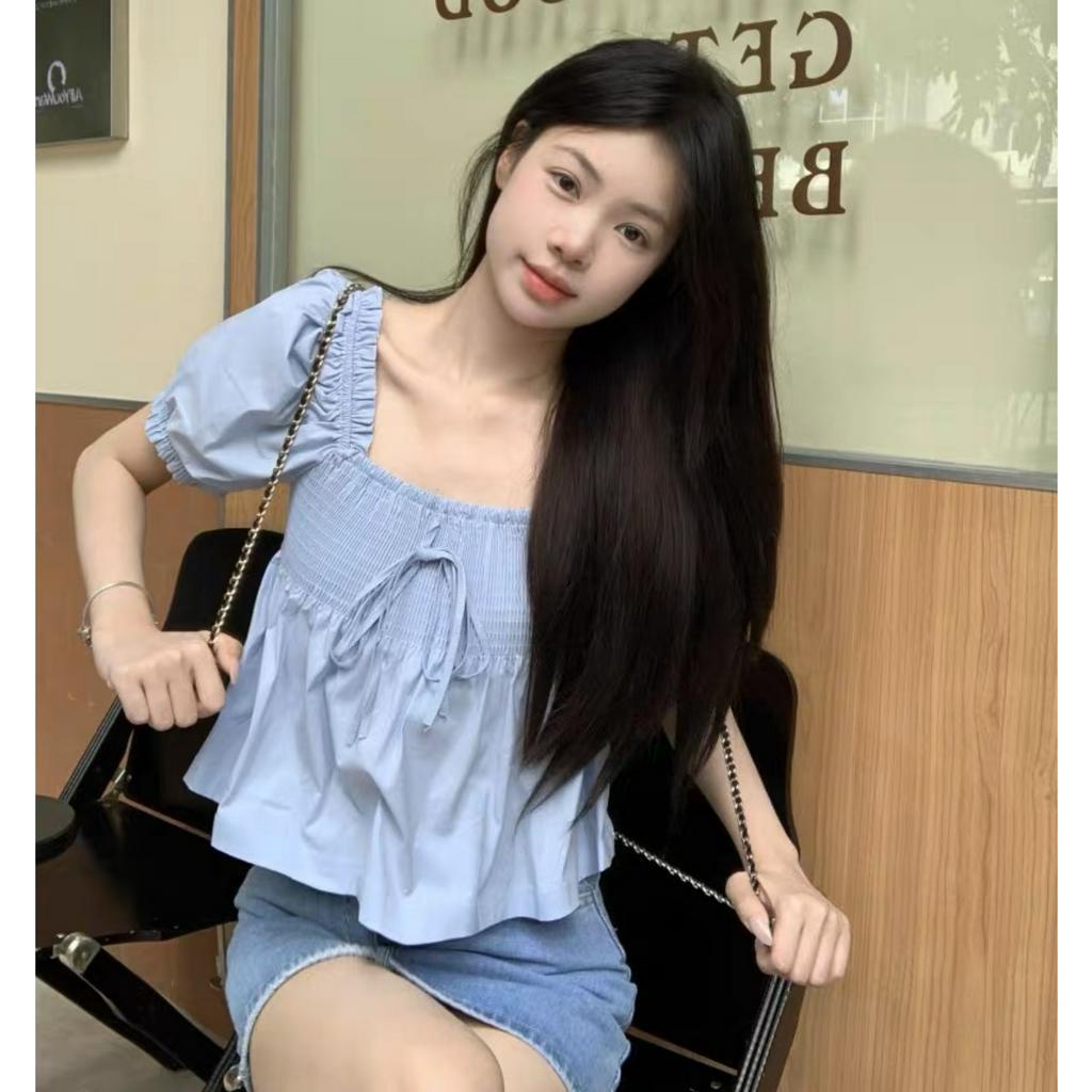 Áo kiểu nữ, áo sơ mi thô mềm tay bồng bo chun cách điệu Hàn Quốc kozoda SM177