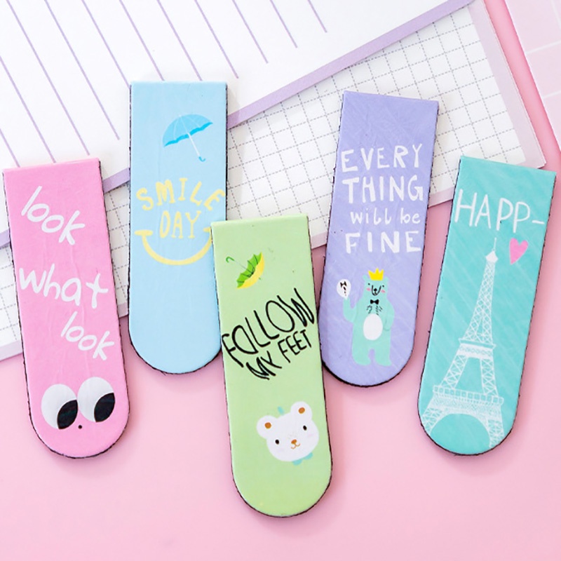 Bộ 6 Kẹp Giấy Hai Mặt Từ Tính Họa Tiết Hoạt Hình Dễ Thương Sáng Tạo