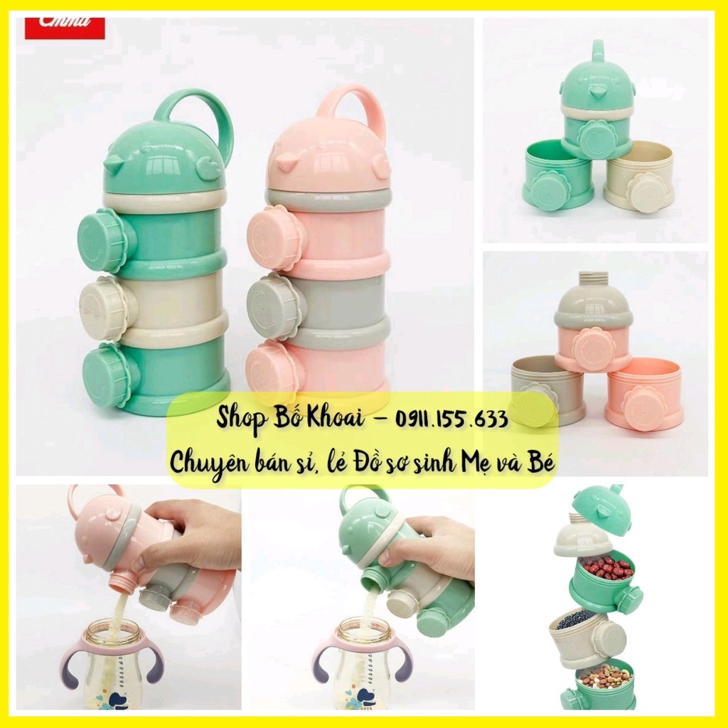 Bình chia sữa 3 ngăn EMMA KIDS - Hộp chia sữa, đựng đồ ăn dặm cho bé - Bố Khoai Store