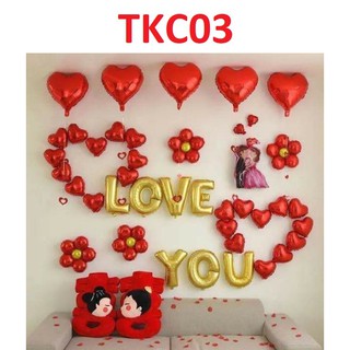 THANH LÝ NGHỈ BÁN - set bóng trang trí phòng cưới TKC03 - cô dau chú rể liền kèm chữ I LOVE YOU