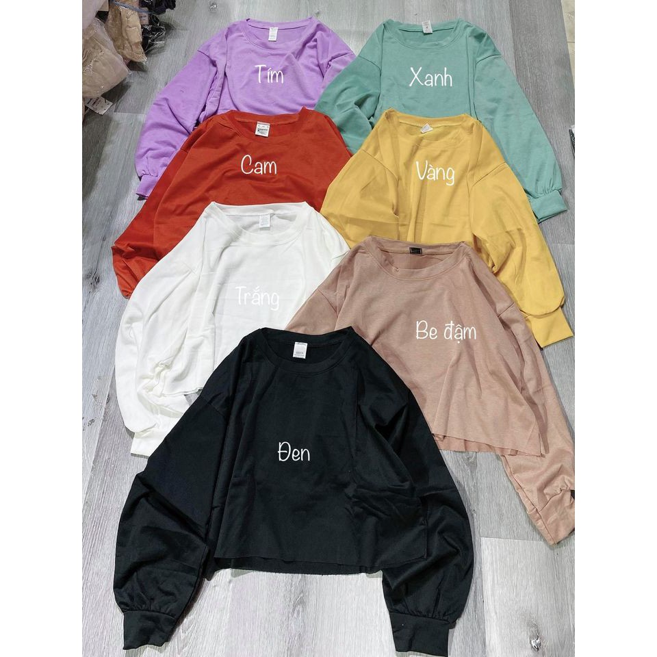 [RẺ VÔ ĐỊCH] Áo Croptop Nỉ Xoắn Eo Dài Tay BASIC-Áo Sweater Tay Dài tay